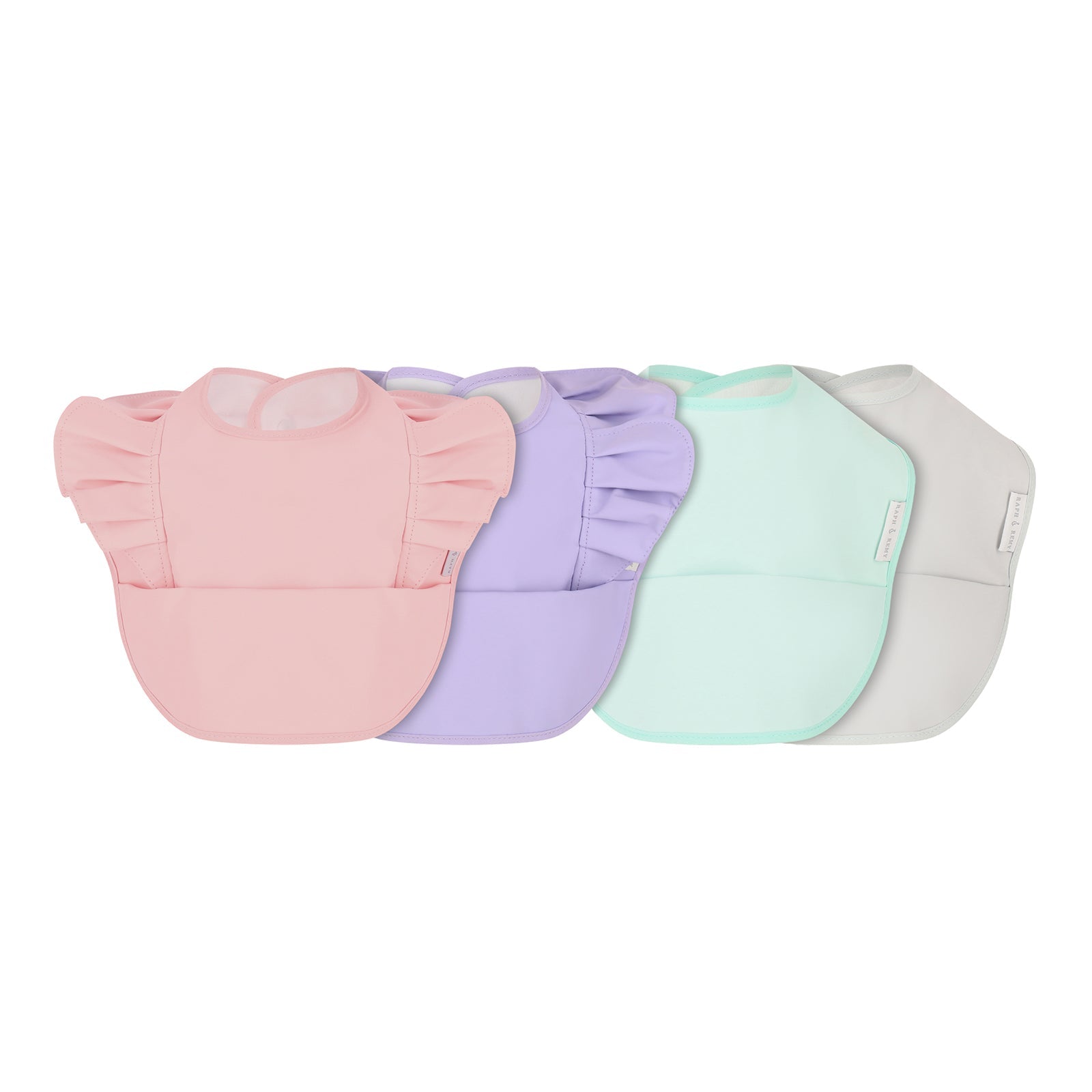 High-quality waterproof feeding bib by RAPH&REMY® in four different color options