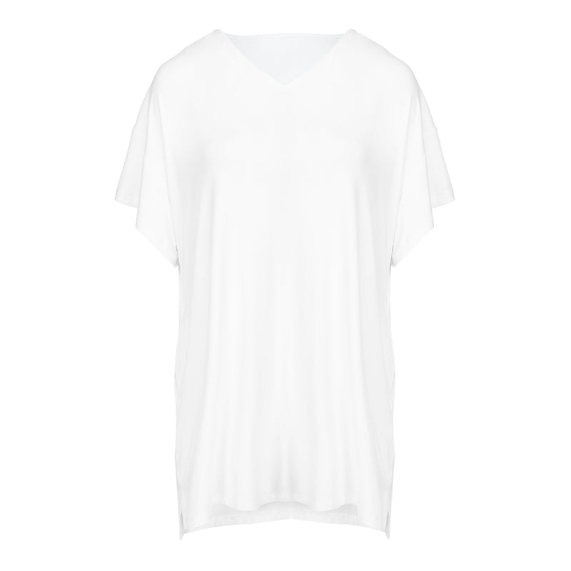 Cali - Oversized Bamboo Hidden Pocket T-Shirt Dress - White
