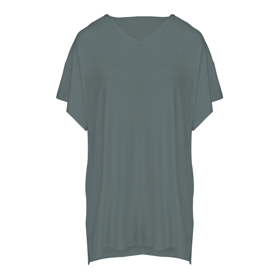Cali - Oversized Bamboo Hidden Pocket T-Shirt Dress - Providence Blue
