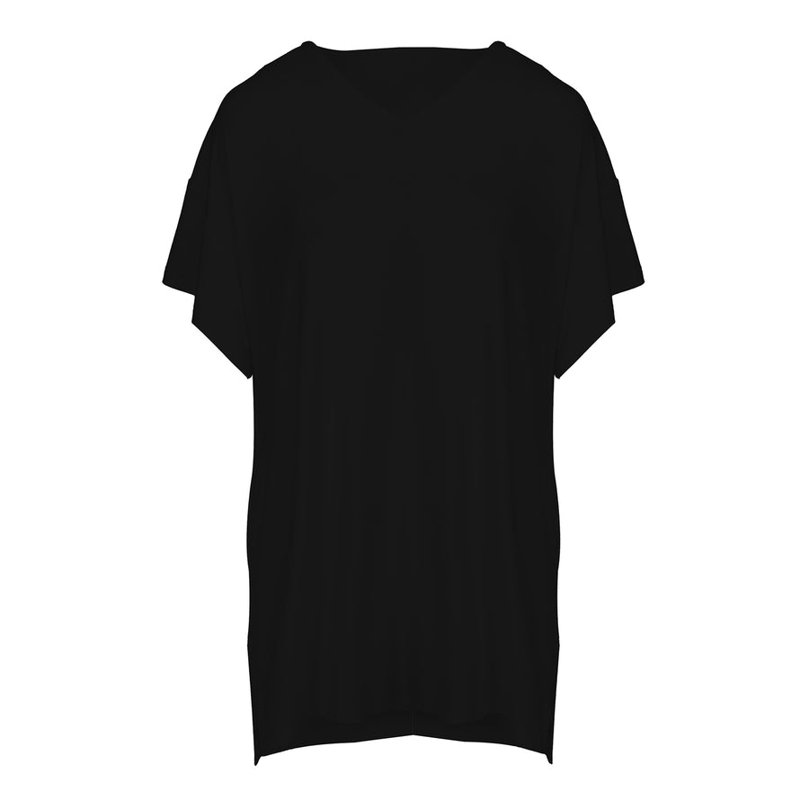 Cali - Oversized Bamboo Hidden Pocket T-Shirt Dress - Black