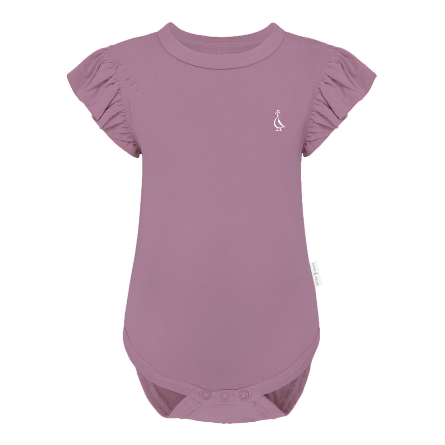 Premium Bamboo Frill Sleeve Baby Onesie - Mauve