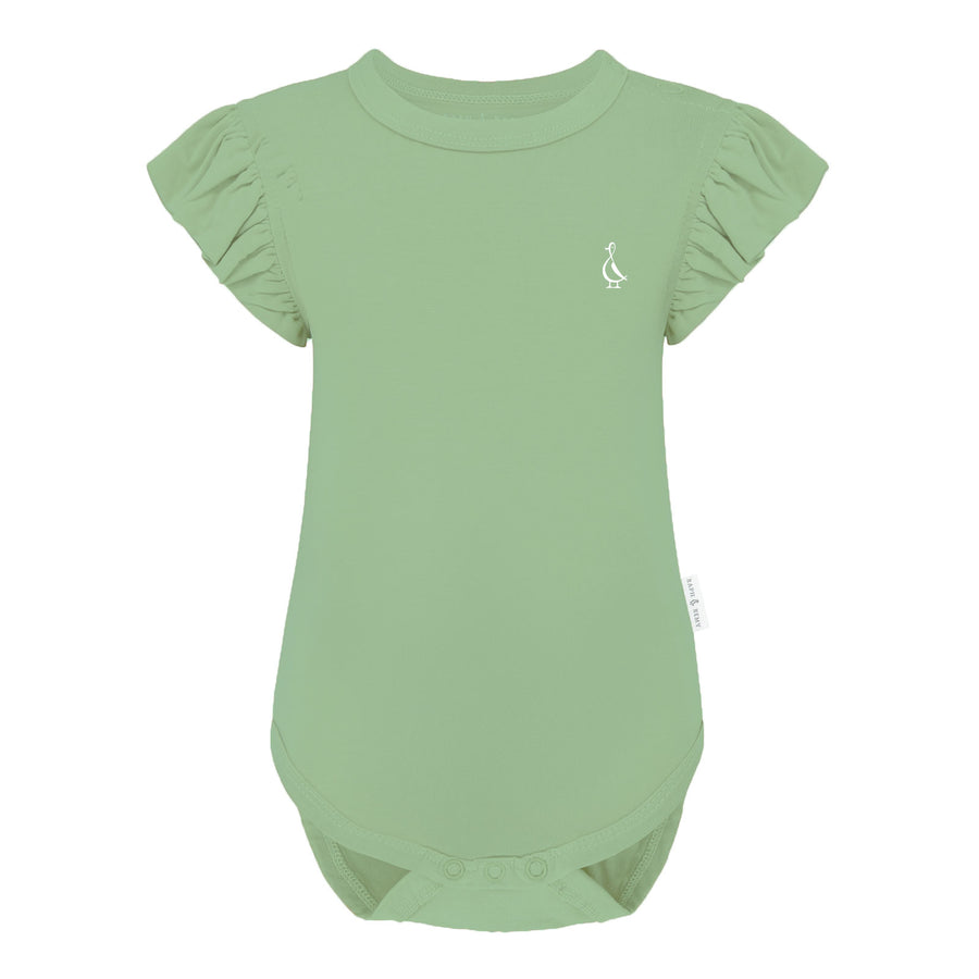 Sunset Premium Bamboo Frill Sleeve Baby Onesie - Pistachio Green