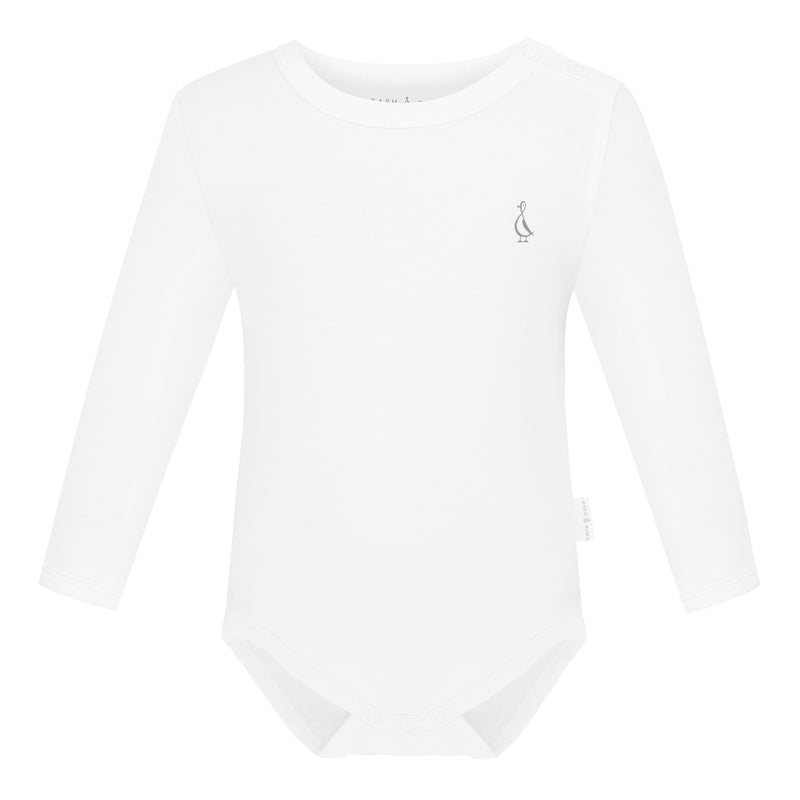 Premium Bamboo Long Sleeve Baby Onesie - White