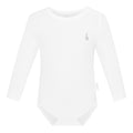 Premium Bamboo Long Sleeve Baby Onesie by RAPH&REMY® in white color.