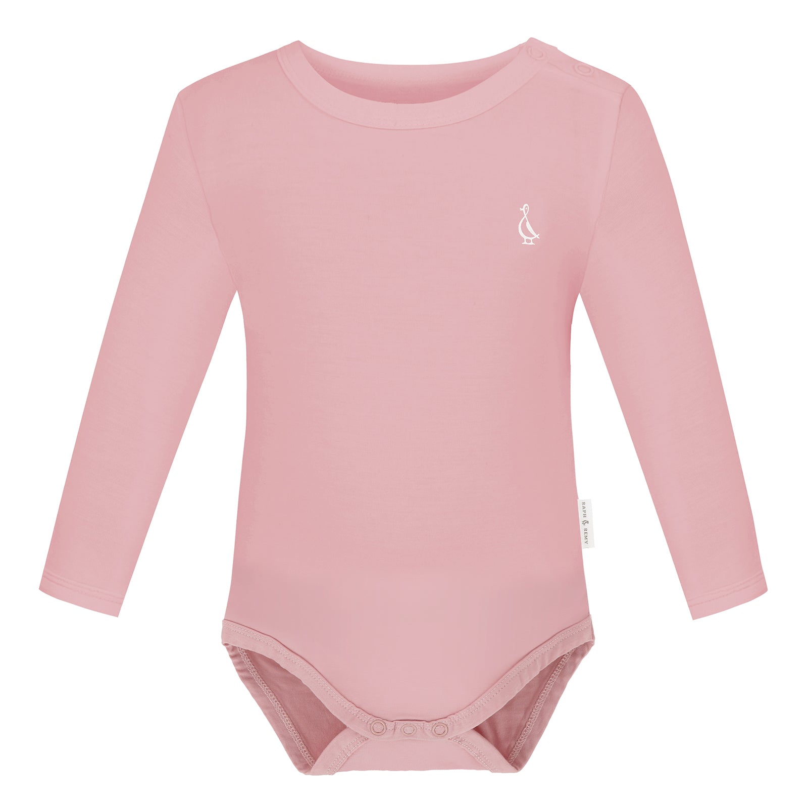 Premium Bamboo Long Sleeve Baby Onesie by RAPH&REMY® in dusty pink color.