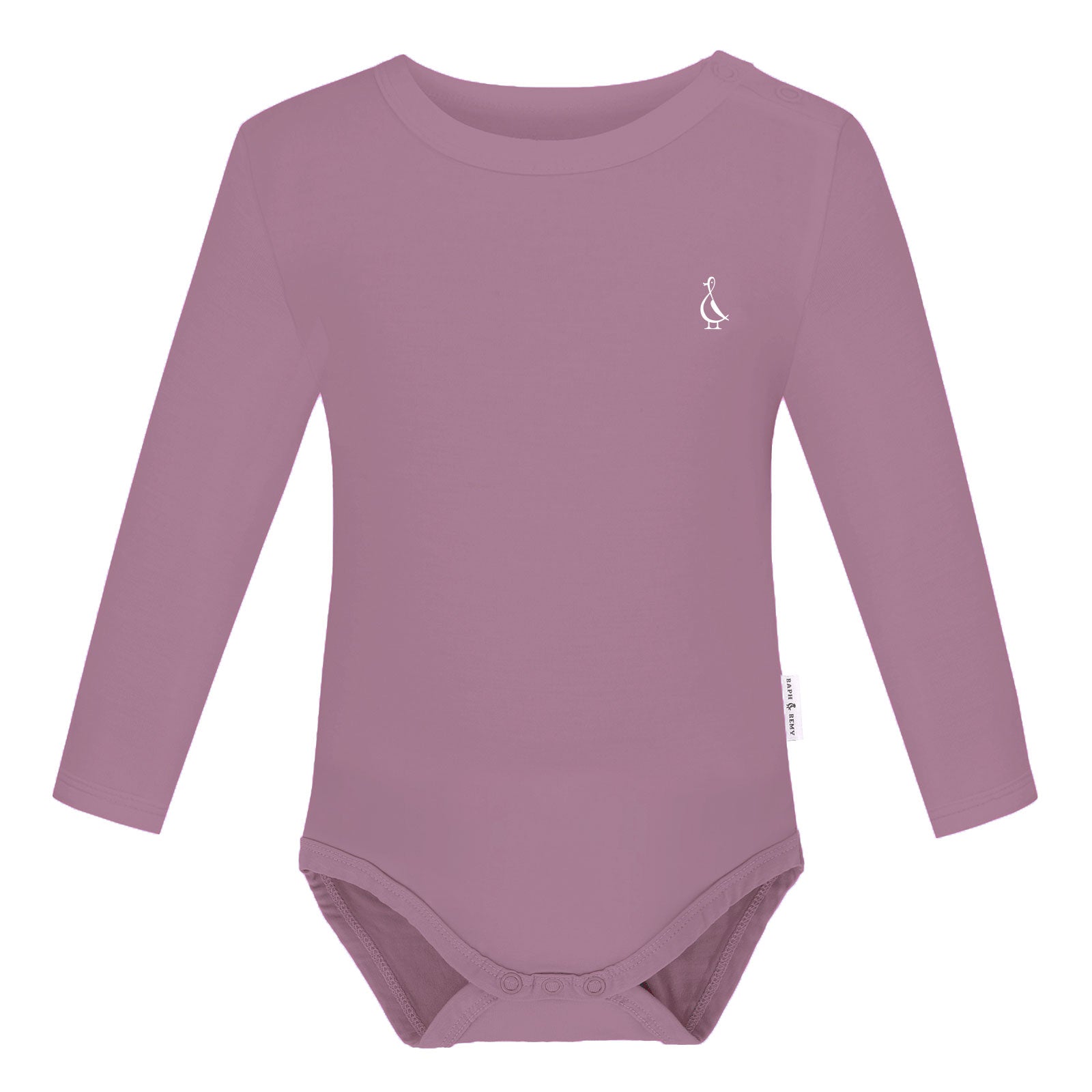 Premium Bamboo Long Sleeve Baby Onesie by RAPH&REMY® in mauve color.