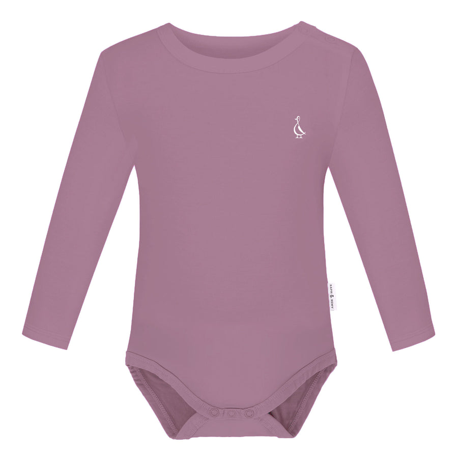 Premium Bamboo Long Sleeve Baby Onesie by RAPH&REMY® in mauve color.