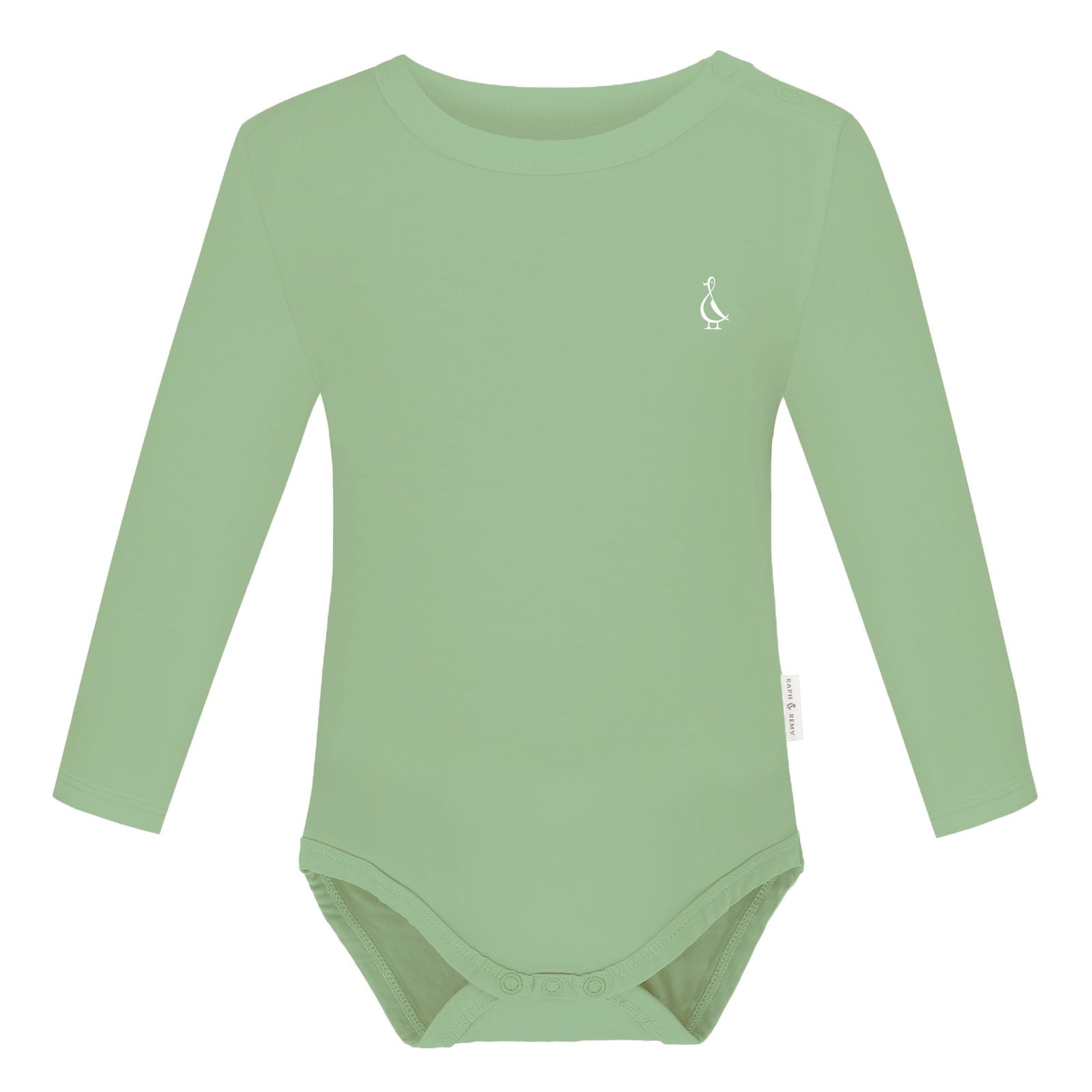 Premium Bamboo Long Sleeve Baby Onesie by RAPH&REMY® in pistachio green color.