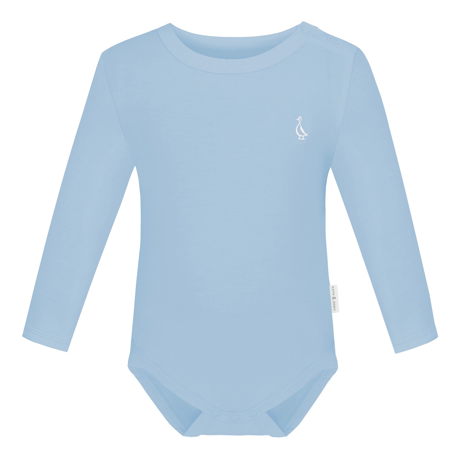 Premium Bamboo Long Sleeve Baby Onesie by RAPH&REMY® in sky blue color.