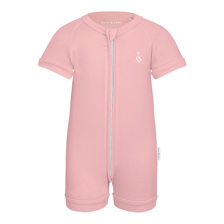 Premium Bamboo Baby Zippie (Short) - Dusty Pink