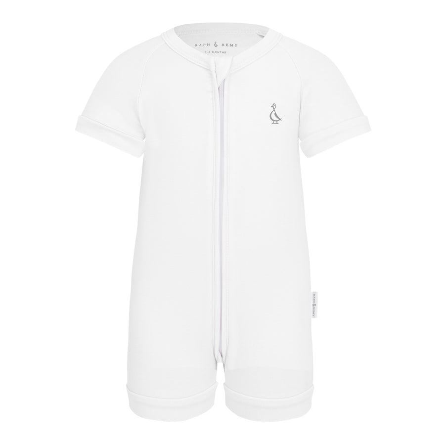 Premium Bamboo Baby Zippie (Short) - White
