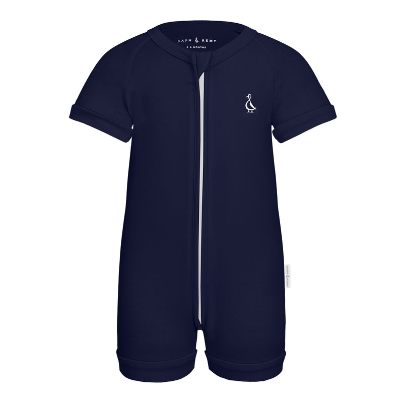 Premium Bamboo Baby Zippie (Short) - Navy Blue