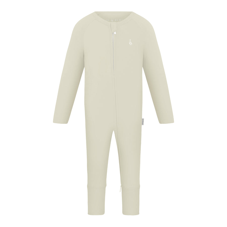 Sunset Premium Bamboo Baby Zippie (Long) - Beige