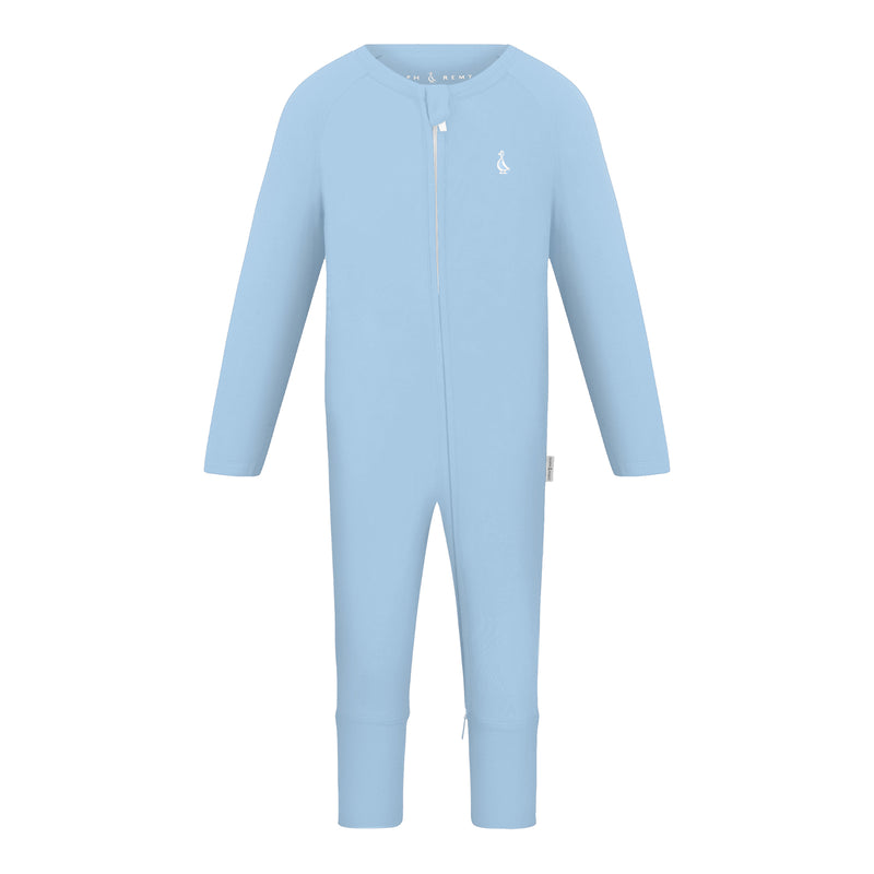 Premium Bamboo Baby Zippie (Long) - Sky Blue