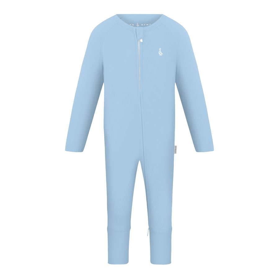 Premium Bamboo Baby Zippie (Long) - Sky Blue
