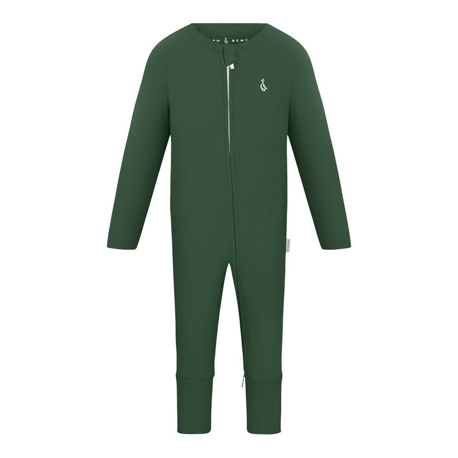 Premium Bamboo Baby Zippie (Long) - Army Green