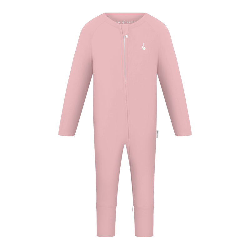 Premium Bamboo Baby Zippie (Long) - Dusty Pink