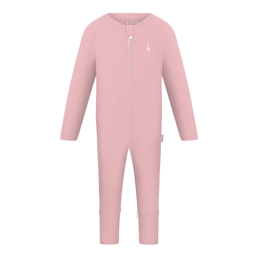 Premium Bamboo Baby Zippie (Long) - Dusty Pink