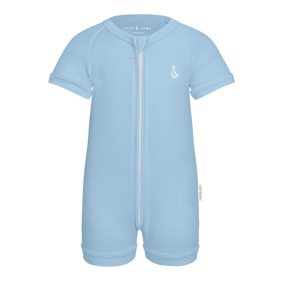 Premium Bamboo Baby Zippie (Short) - Sky Blue