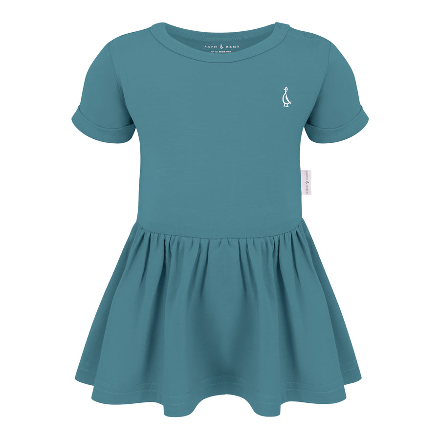 Sunset Premium Bamboo Baby Onesie Dress - Agean Teal