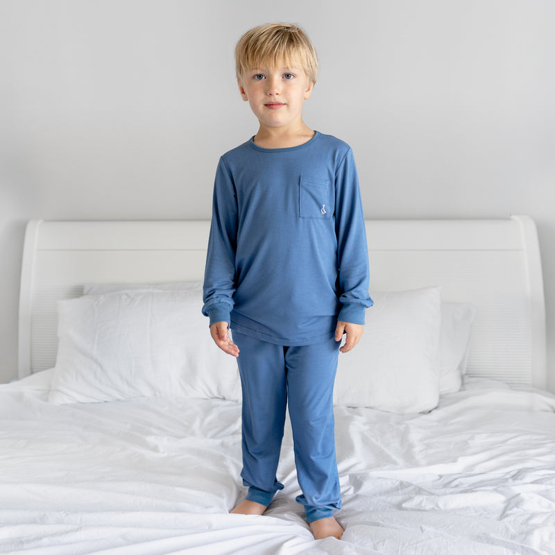 Premium Bamboo Kids Pyjamas & Loungewear Sets | 2-5 years Limited Edition Bedtime Blue - Bedtime Blue