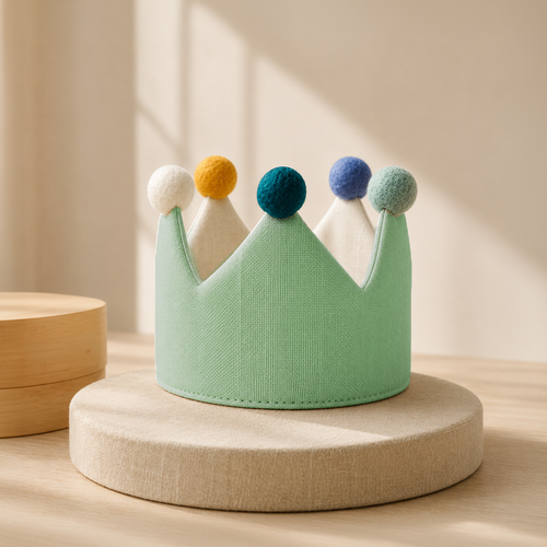RAPH&REMY Birthday Crown styled on display: a luxury baby gift set detail for the first birthday table