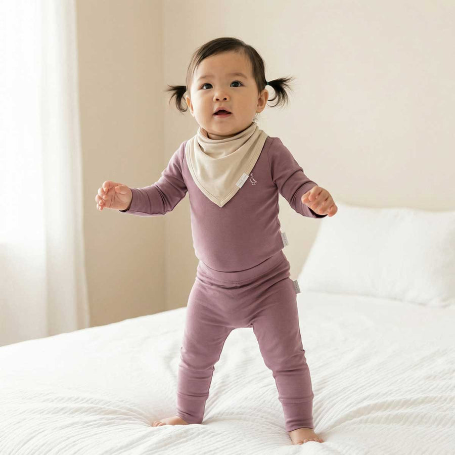 Baby wearing Premium Bamboo Everyday Comfort Set with Bibs by RAPH&REMY soft breathable bamboo baby outfit