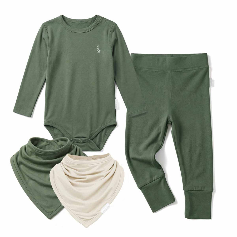 Premium Bamboo Everyday Comfort Set with Bibs by RAPH&REMY in Army Green
