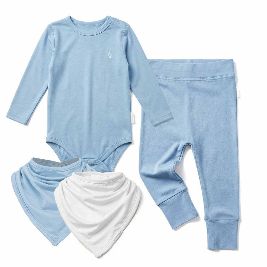 Premium Bamboo Everyday Comfort Set with Bibs by RAPH&REMY in Sky Blue
