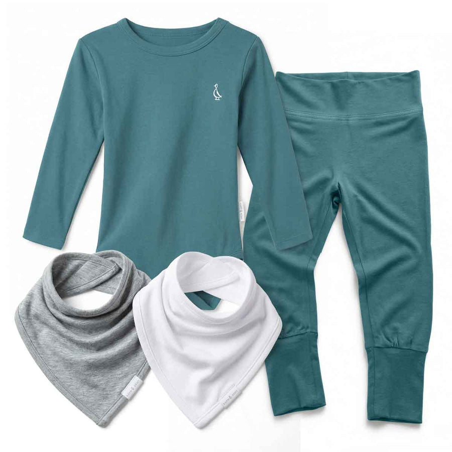 Premium Bamboo Everyday Comfort Set with Bibs by RAPH&REMY in Agean Teal