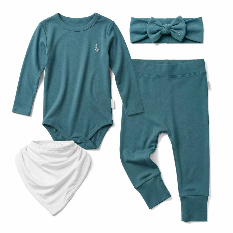 Premium Bamboo Everyday Comfort Set with Headband by RAPH&REMY in Agean Teal