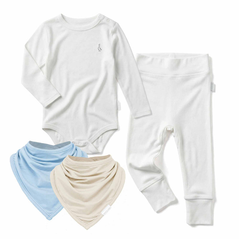 Premium Bamboo Everyday Comfort Set with Bibs - White