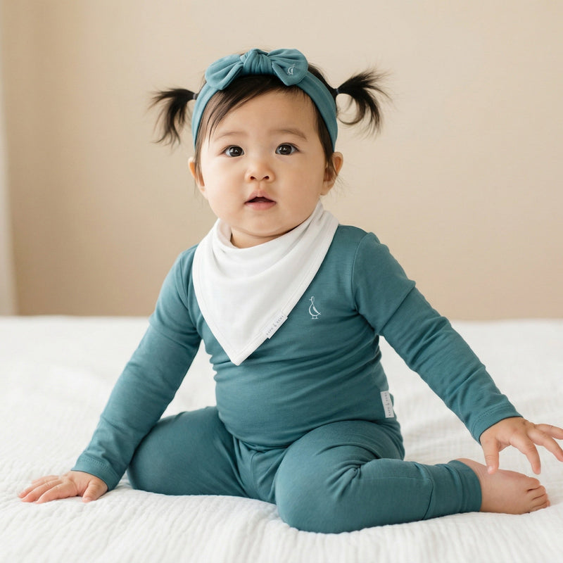 Baby enjoying everyday comfort bamboo clothing set with headband by RAPH&REMY