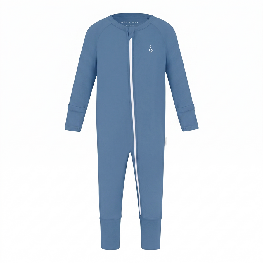 Premium Bamboo Baby Long Zippie - Limited Edition Bedtime Blue - Bedtime Blue