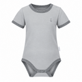 Dove Grey Colour Pop bamboo baby onesie with charcoal trim by RAPH&REMY