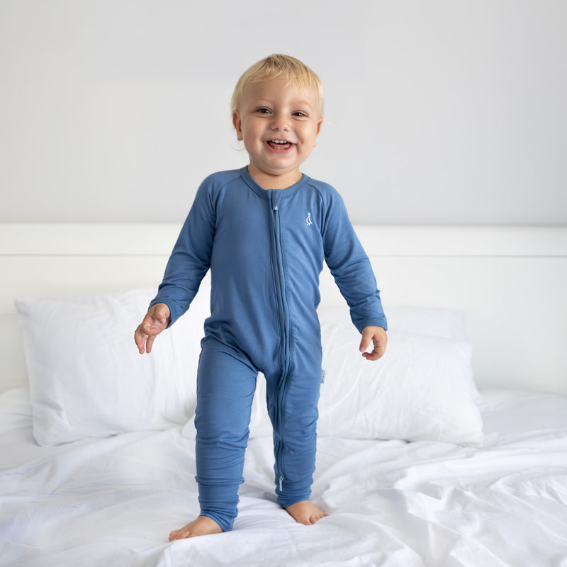 Premium Bamboo Baby Long Zippie - Limited Edition Bedtime Blue - Bedtime Blue