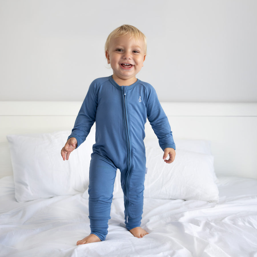 Premium Bamboo Baby Long Zippie - Limited Edition Bedtime Blue - Bedtime Blue
