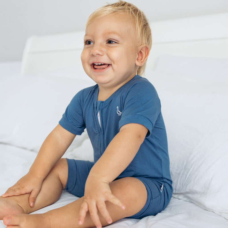 Premium Bamboo Baby Short Zippie - Limited Edition Bedtime Blue - Bedtime Blue