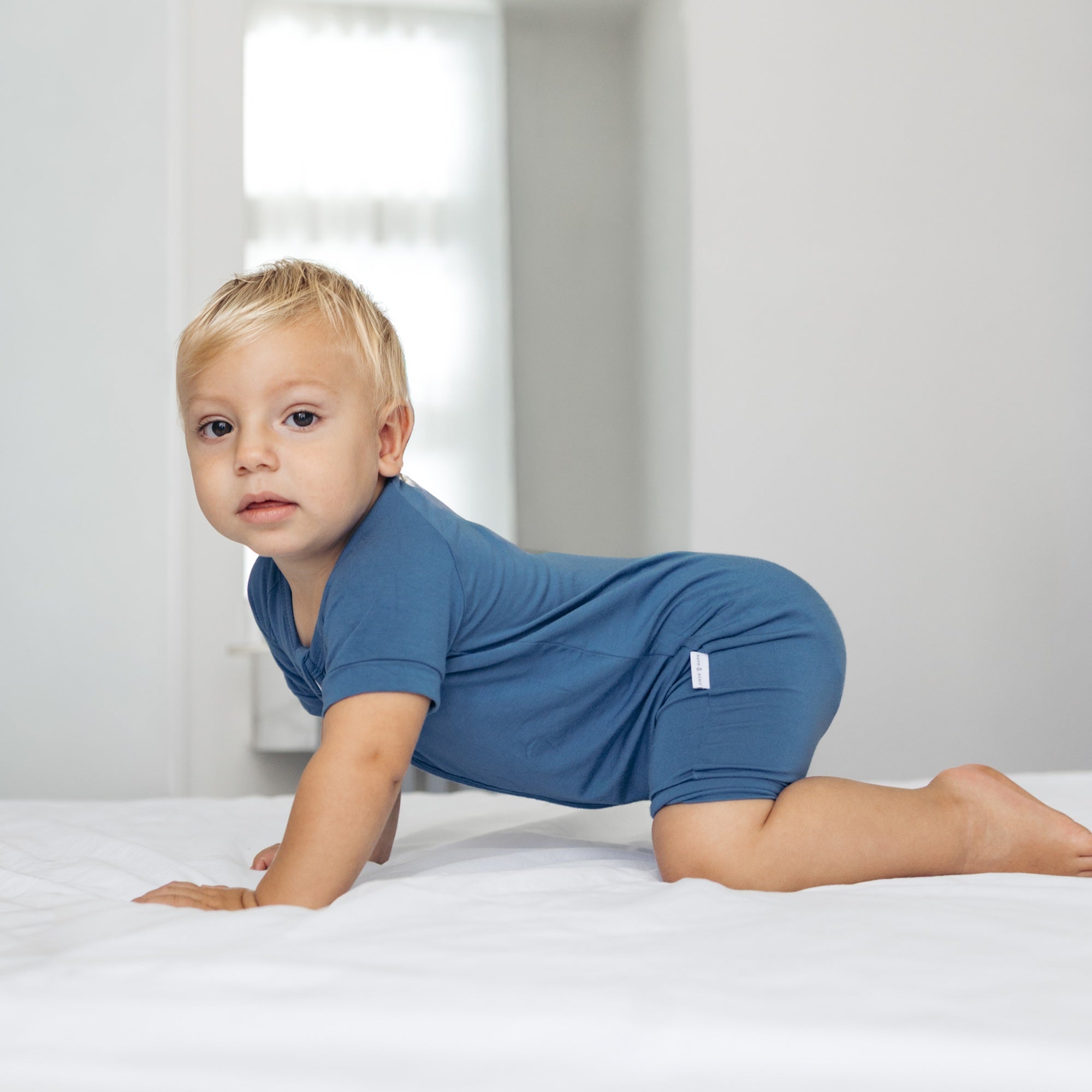 Premium Bamboo Baby Short Zippie - Limited Edition Bedtime Blue