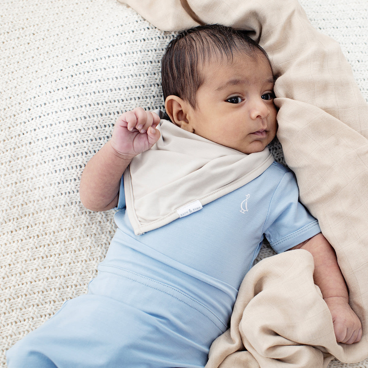 Premium RAPH&REMY® bib with soft organic bamboo in beige