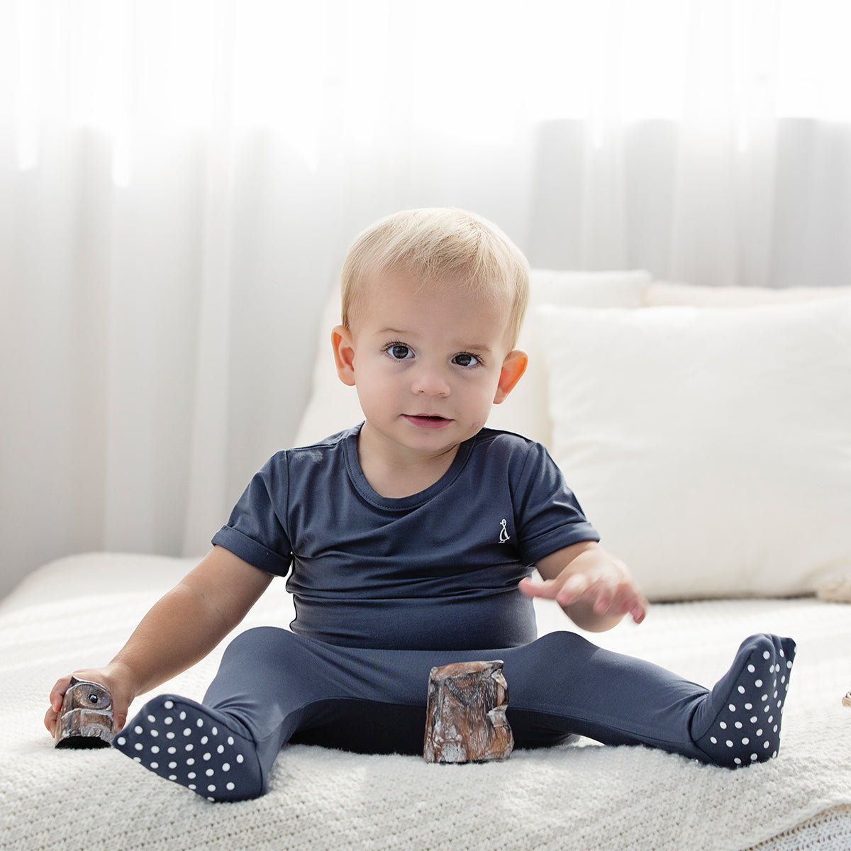 Lightweight bamboo baby t-shirt designed for active babies