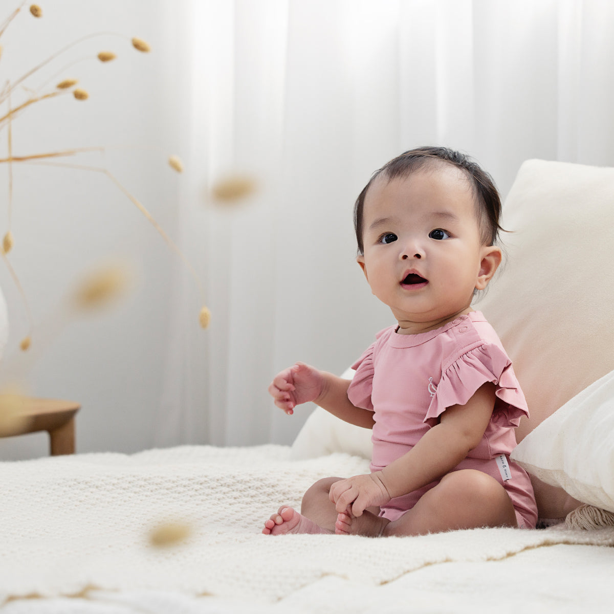 Premium Bamboo Frill Sleeve Baby Onesie