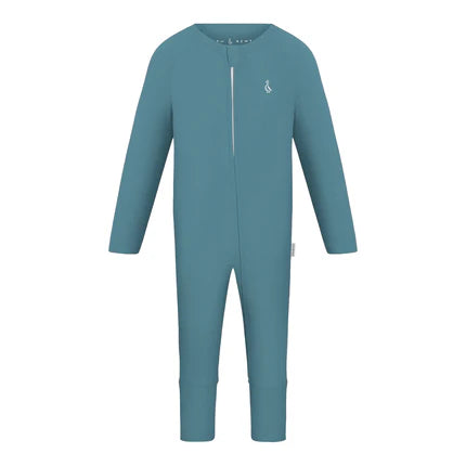Sunset Premium Bamboo Baby Zippie (Long) - Agean Teal