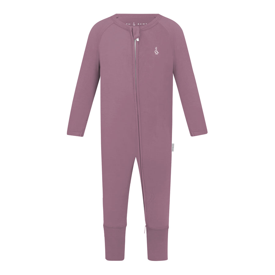 Premium Bamboo Baby Zippie (Long) - Mauve