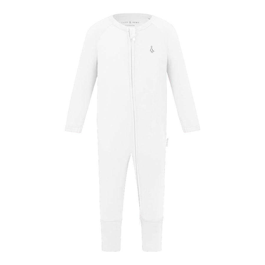 Premium Bamboo Baby Zippie (Long) - White
