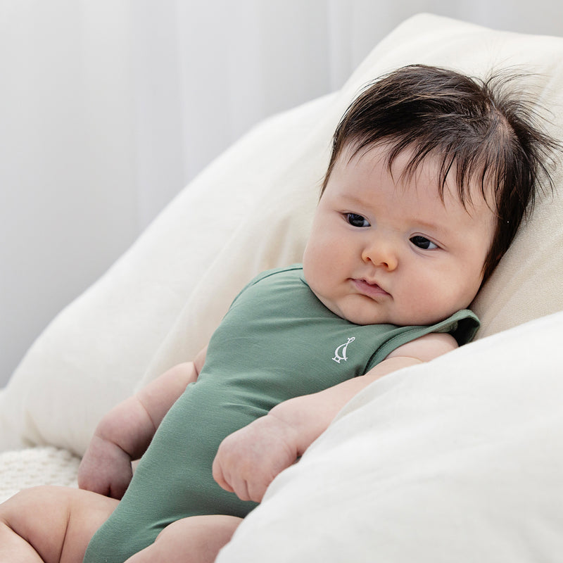 RAPH&REMY® bamboo sleeveless onesie, designed for baby's delicate skin.