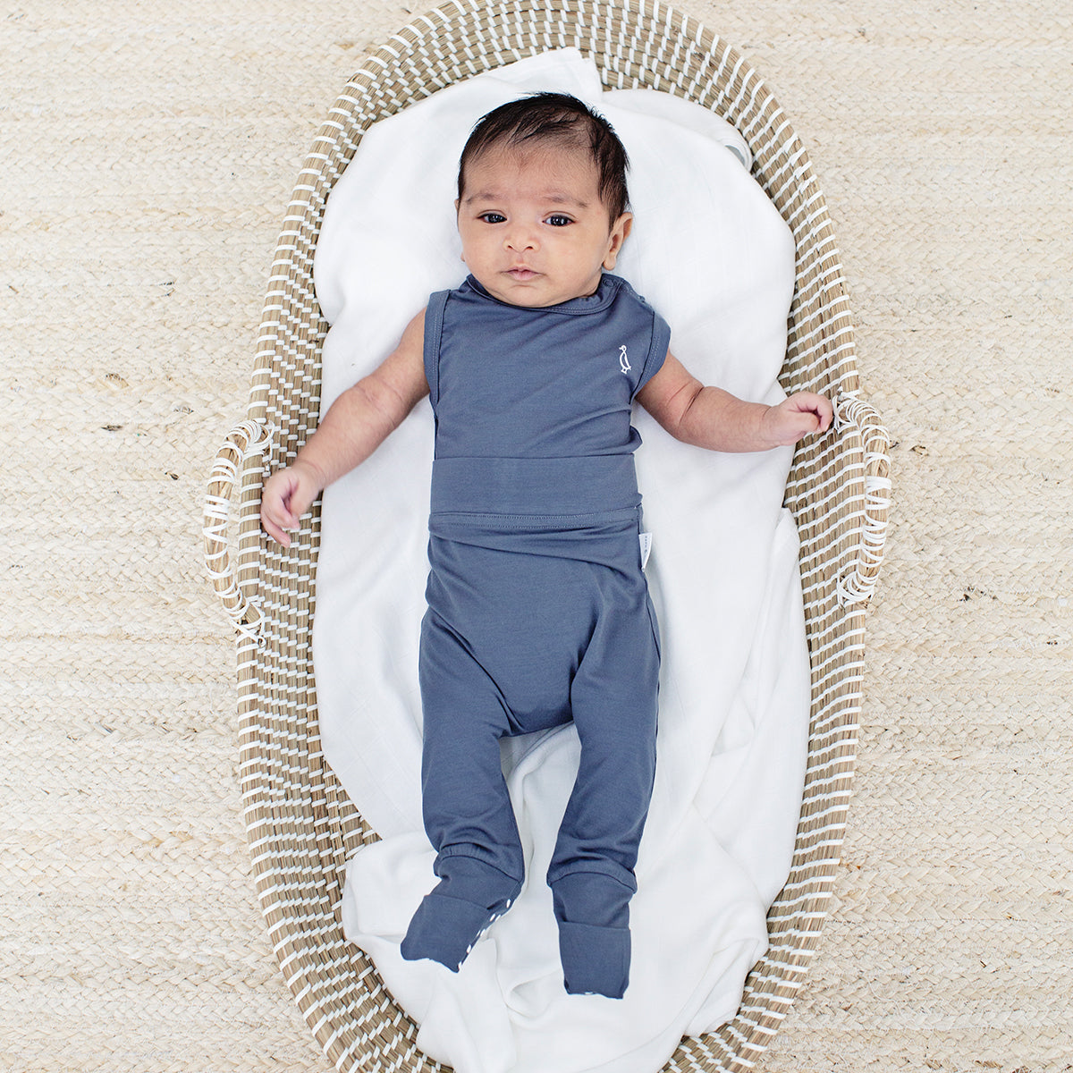 Premium bamboo sleeveless onesie for babies, comfortable for everyday wear.