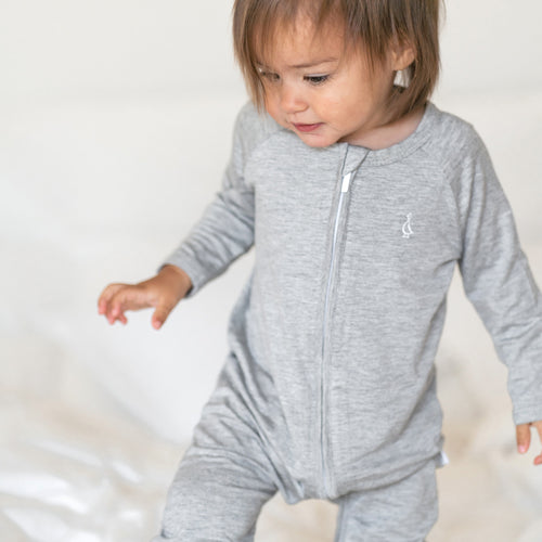Premium Bamboo Baby Zippie (Long) - Grey