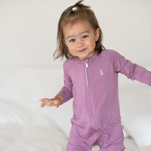 Premium Bamboo Baby Zippie (Long) - Mauve