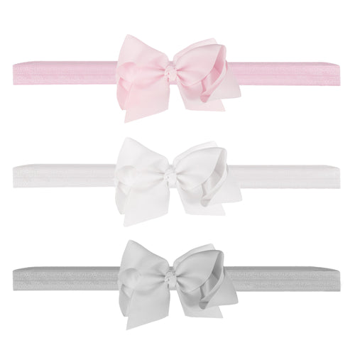 Premium 2.5" Newborn Baby Headbands or Clips Trio Pack